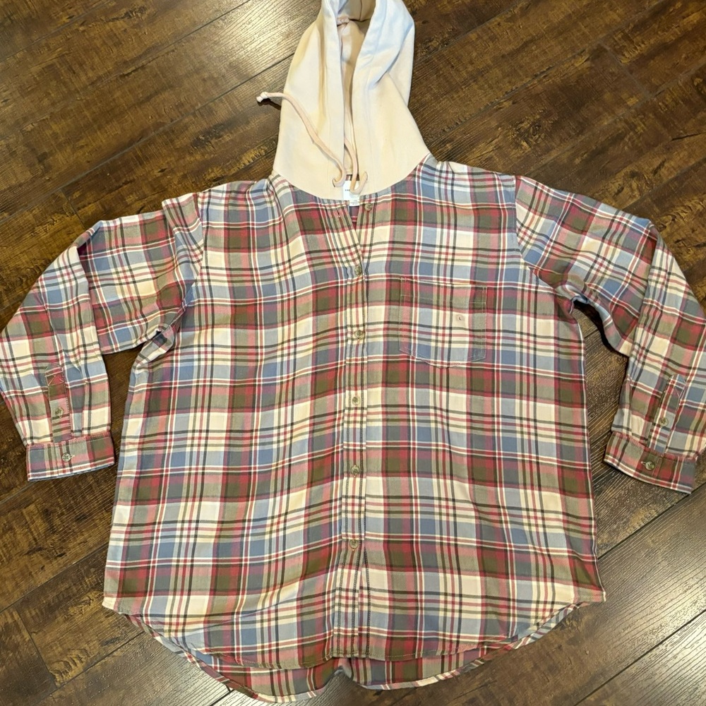 NEW American Eagle hooded plaid shirt